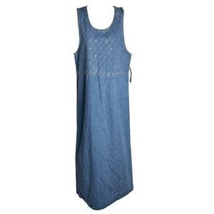 NWT Sunshine Apparel Vintage 90s Women’s Size Large Midi Denim Dress Embellished